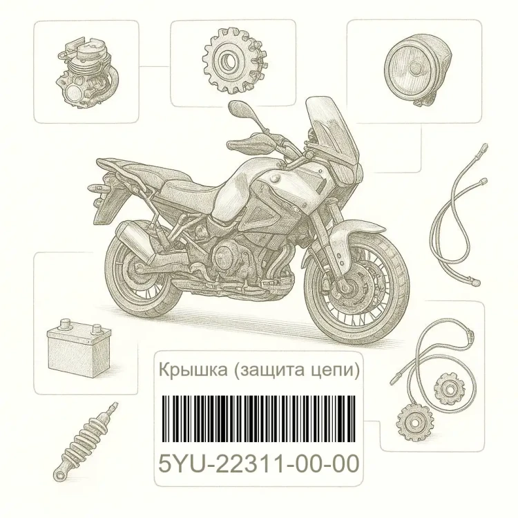 5YU-22311-00-00 Крышка (защита цепи), Yamaha Номер детали 5YU-22311-00-00, 5YU223110000, 5YU-22311-00, 5YU2231100, 5YU 22311 00
