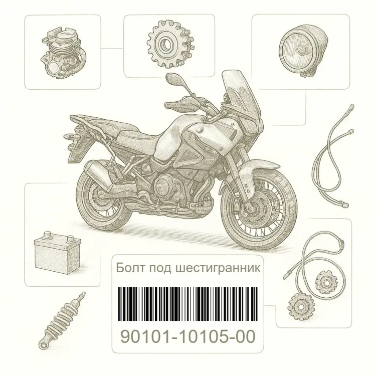 90101-10105-00 Болт под шестигранник, Yamaha Номер детали 90101-10105-00, 901011010500, 90101-10105, 9010110105, 90101 10105