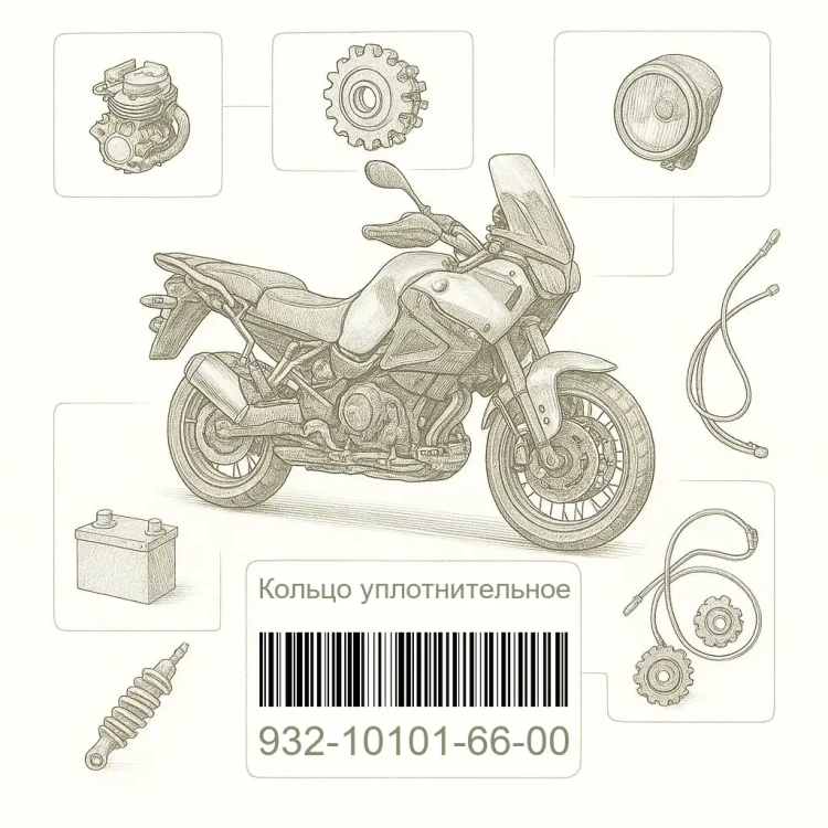 932-10101-66-00 Кольцо уплотнительное, Yamaha Номер детали 932-10101-66-00, 932101016600, 932-10101-66, 9321010166, 932 10101 66