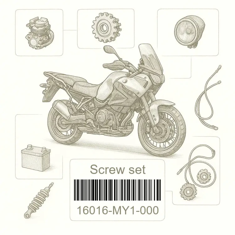 16016-MY1-000 Screw set, Honda Номер детали 16016-MY1-000, 16016MY1000, 16016-MY1, 16016MY1, 16016 MY1