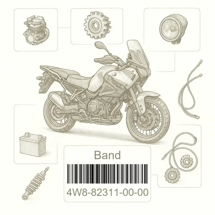 4W8-82311-00-00 Band, Coil Fitting, Yamaha Номер детали 4W8-82311-00-00, 4W8823110000, 4W8-82311-00, 4W88231100, 4W8 82311 00