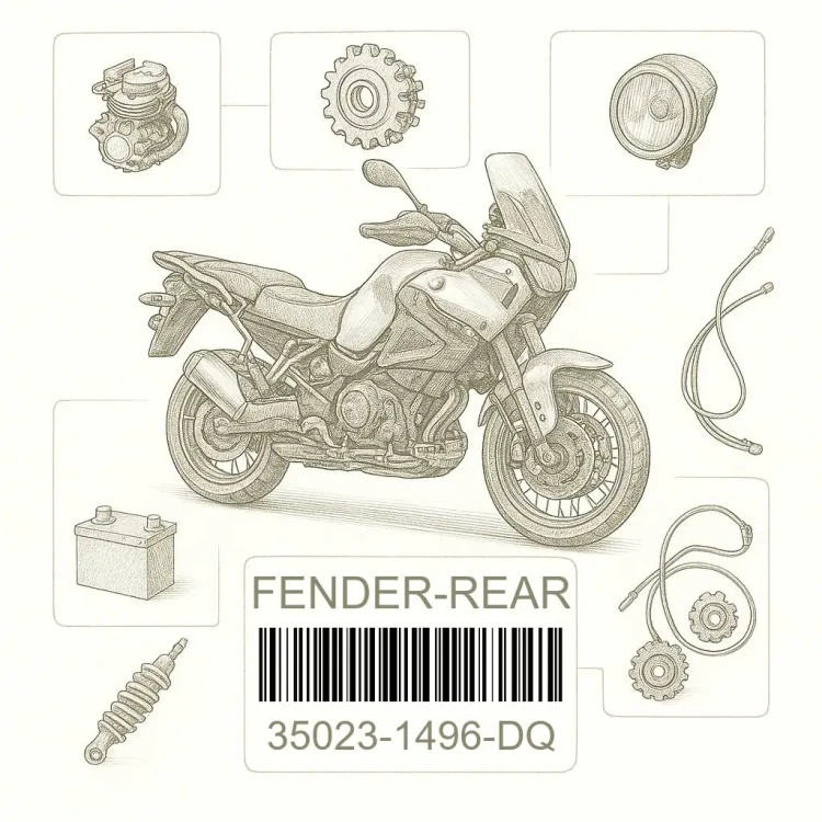 35023-1496-DQ FENDER-REAR,SILVER/BL, Kawasaki Номер детали 35023-1496-DQ, 350231496DQ