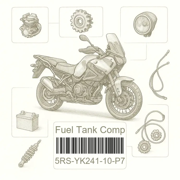 5RS-YK241-10-P7 Fuel Tank Comp, Yamaha Номер детали 5RS-YK241-10-P7, 5RSYK24110P7
