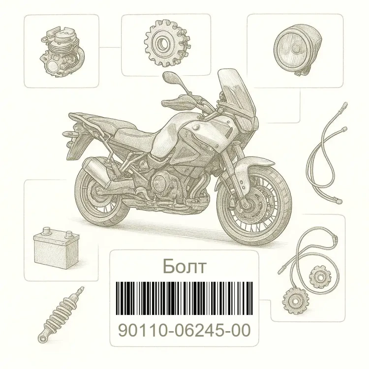 90110-06245-00 Болт, Yamaha Номер детали 90110-06245-00, 901100624500, 90110-06245, 9011006245, 90110 06245