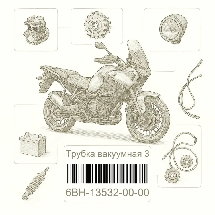6BH-13532-00-00 Трубка вакуумная 3, Yamaha Номер детали 6BH-13532-00-00, 6BH135320000, 6BH-13532-00, 6BH1353200, 6BH 13532 00