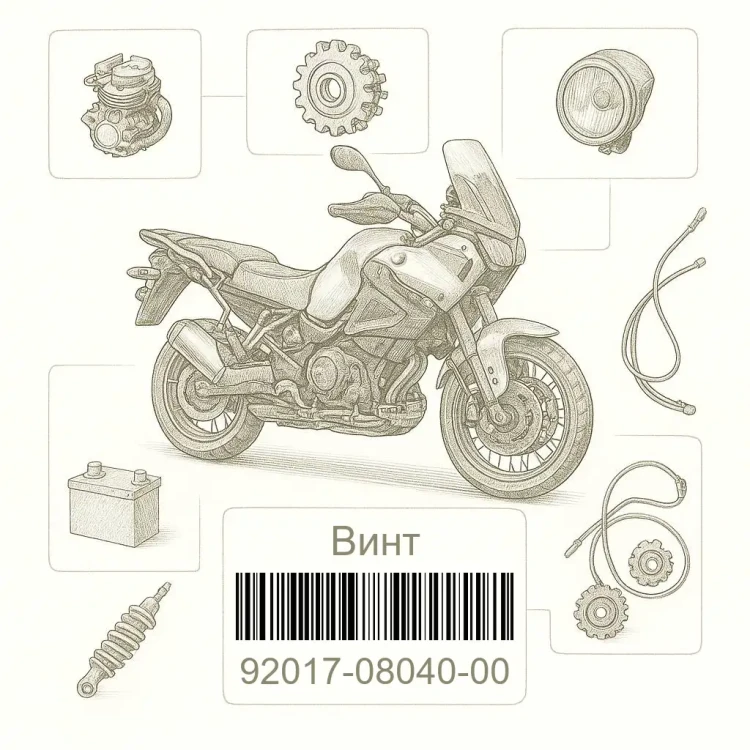 92017-08040-00 Винт, Yamaha Номер детали 92017-08040-00, 920170804000, 92017-08040, 9201708040, 92017 08040