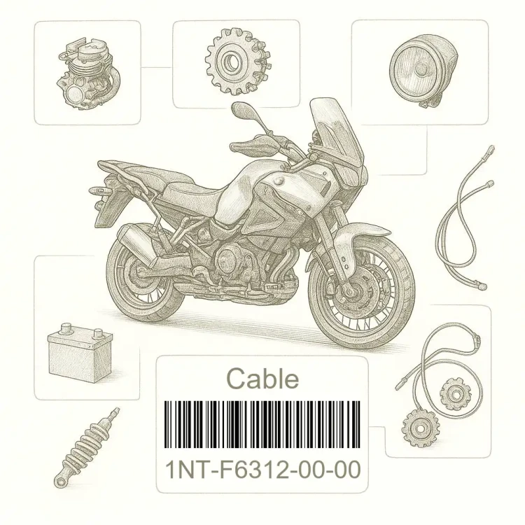 1NT-F6312-00-00 Cable, Throttle 2, Yamaha Номер детали 1NT-F6312-00-00, 1NTF63120000, 1NT-F6312-00, 1NTF631200, 1NT F6312 00
