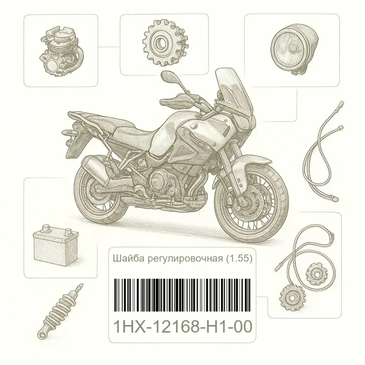 1HX-12168-H1-00 Шайба регулировочная (1.55), Yamaha Номер детали 1HX-12168-H1-00, 1HX12168H100, 1HX-12168-H1, 1HX12168H1, 1HX 12168 H1