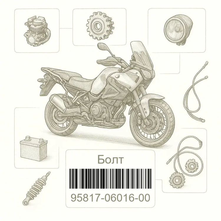 95817-06016-00 Болт, Yamaha Номер детали 95817-06016-00, 958170601600, 95817-06016, 9581706016, 95817 06016