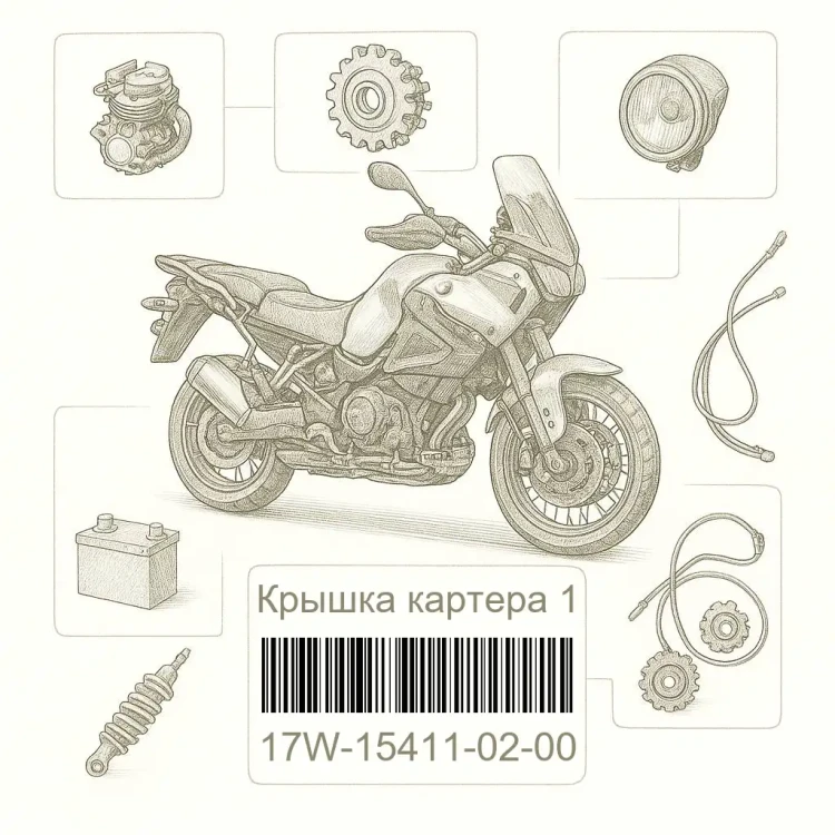 17W-15411-02-00 Крышка картера 1, Yamaha Номер детали 17W-15411-02-00, 17W154110200, 17W-15411-02, 17W1541102, 17W 15411 02