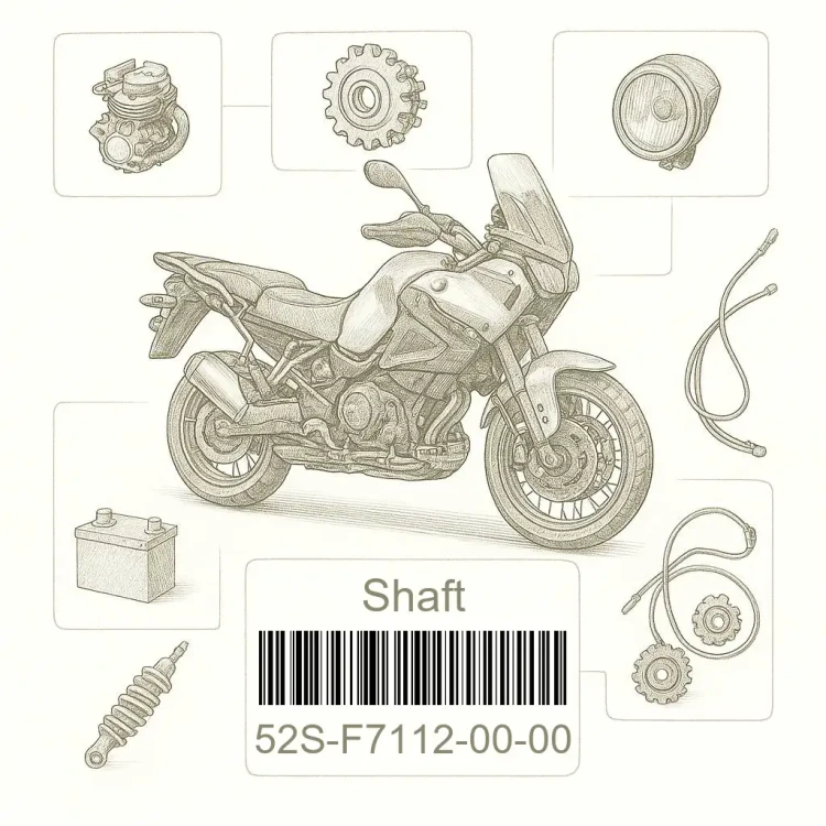 52S-F7112-00-00 Shaft, Main Stand, Yamaha Номер детали 52S-F7112-00-00, 52SF71120000, 52S-F7112-00, 52SF711200, 52S F7112 00