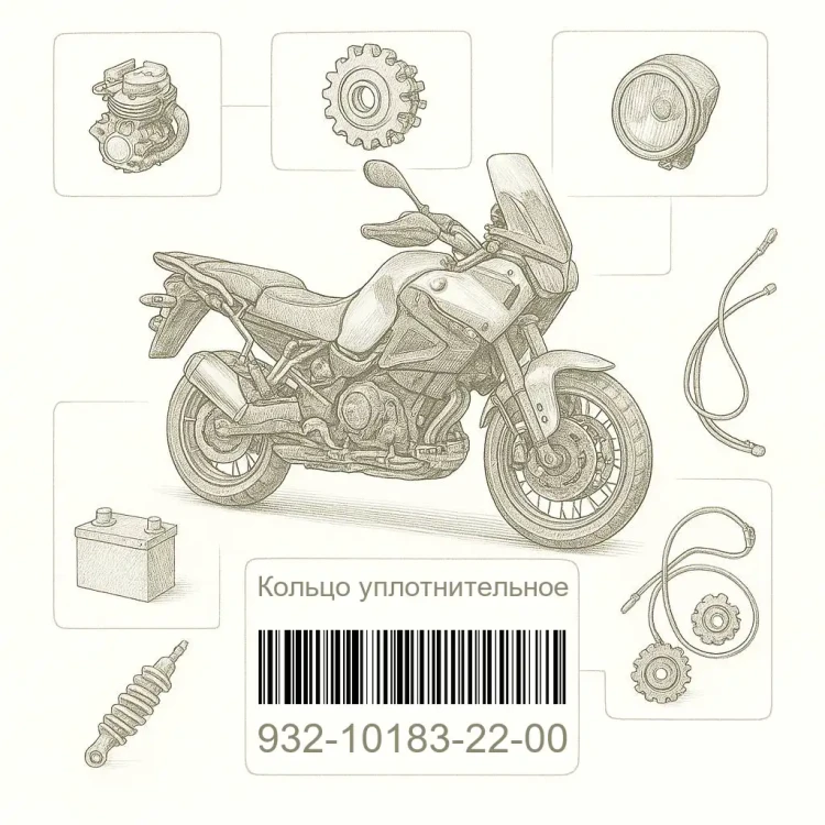 932-10183-22-00 Кольцо уплотнительное, Yamaha Номер детали 932-10183-22-00, 932101832200, 932-10183-22, 9321018322, 932 10183 22
