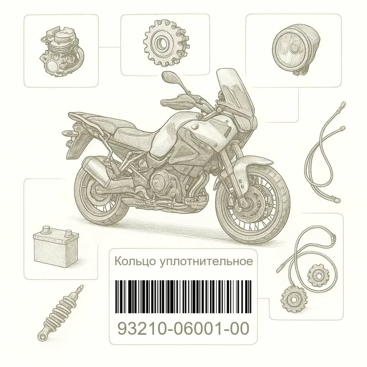 93210-06001-00 Кольцо уплотнительное, Yamaha Номер детали 93210-06001-00, 932100600100, 93210-06001, 9321006001, 93210 06001