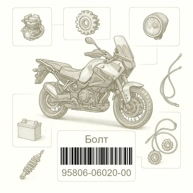 95806-06020-00 Болт, Yamaha Номер детали 95806-06020-00, 958060602000, 95806-06020, 9580606020, 95806 06020