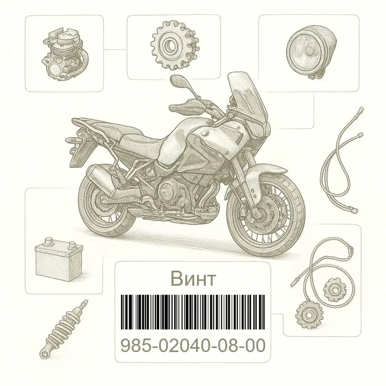 985-02040-08-00 Винт, Yamaha Номер детали 985-02040-08-00, 985020400800, 985-02040-08, 9850204008, 985 02040 08