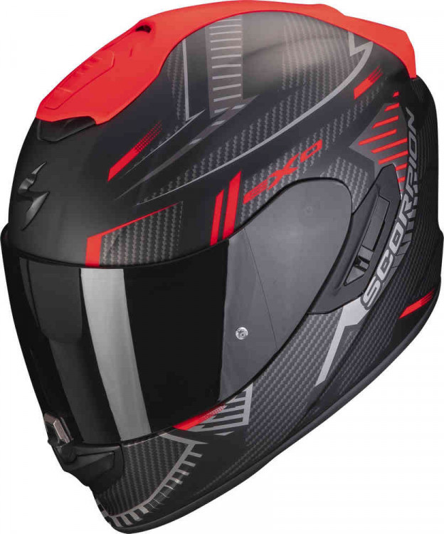 Мотошлем интеграл Scorpion EXO-1400 Evo Air Shell Черный матовый/Красный 114-401-24-04