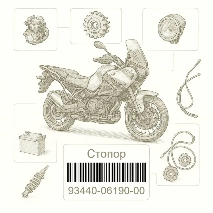93440-06190-00 Стопор, Yamaha Номер детали 93440-06190-00, 934400619000, 93440-06190, 9344006190, 93440 06190
