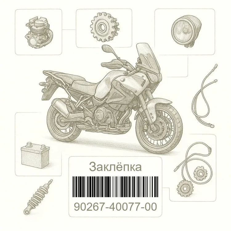90267-40077-00 Заклёпка, Yamaha Номер детали 90267-40077-00, 902674007700, 90267-40077, 9026740077, 90267 40077
