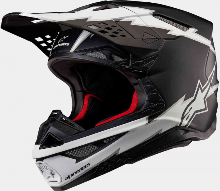 Мотошлем для мотокросса и эндуро Alpinestars Supertech S-M10 Ampress 2024 Черный матовый/Белый 8300623-1121-S