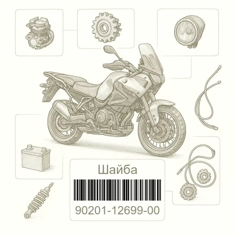 90201-12699-00 Шайба, Yamaha Номер детали 90201-12699-00, 902011269900, 90201-12699, 9020112699, 90201 12699