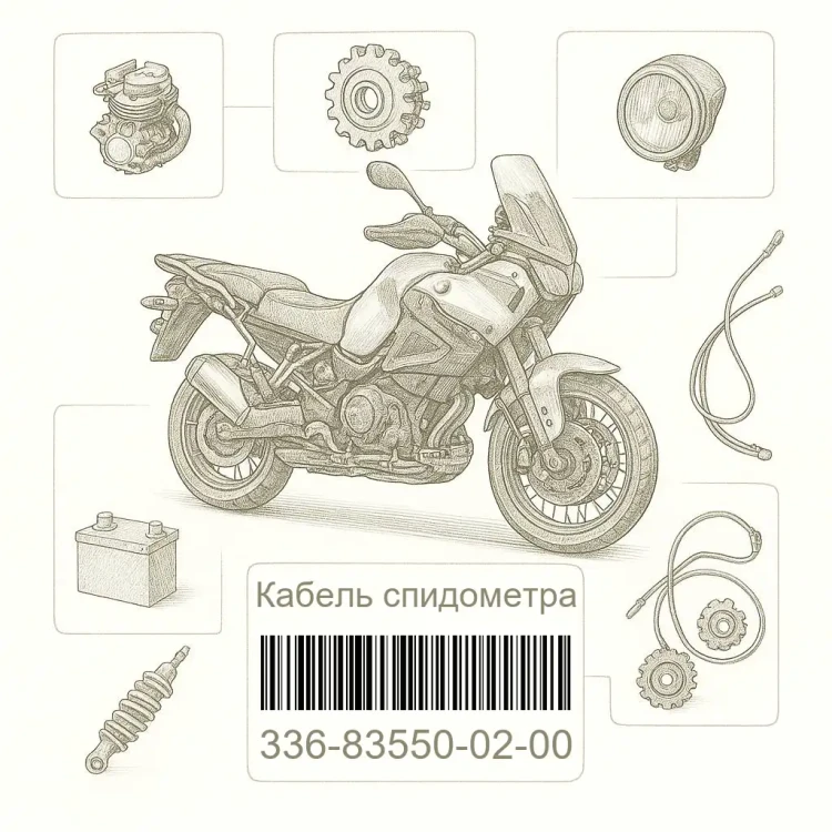 336-83550-02-00 Кабель спидометра, Yamaha Номер детали 336-83550-02-00, 336835500200, 336-83550-02, 3368355002, 336 83550 02