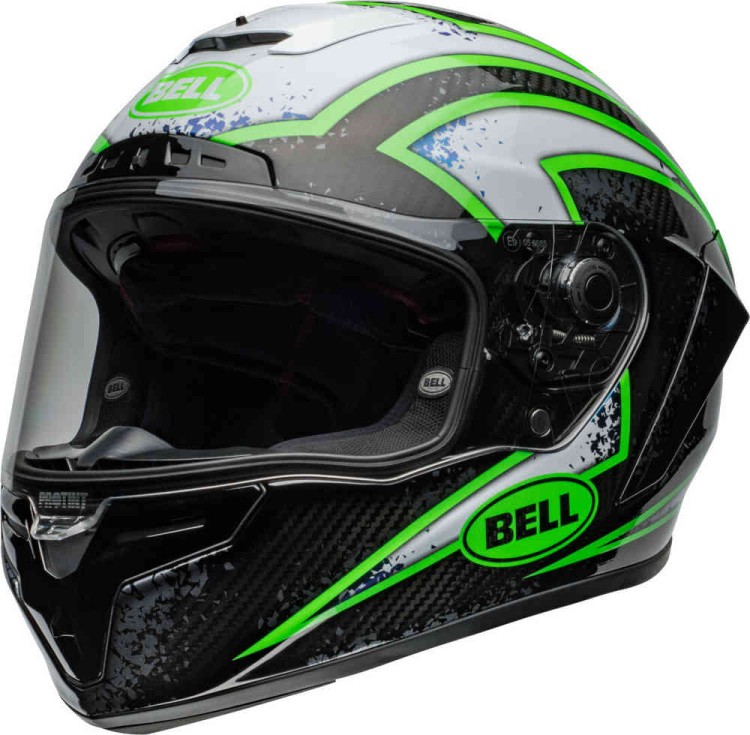 Мотошлем интеграл Bell Race Star DLX Flex Xenon Черный/Зеленый/Серебряный 8008957013