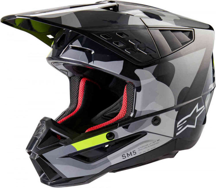 Мотошлем для мотокросса и эндуро Alpinestars S-M5 Rover 2 2024 Черный/серый/желтый 8303823-9350-XS