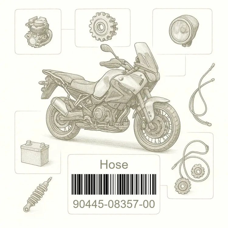 90445-08357-00 Hose, Yamaha Номер детали 90445-08357-00, 904450835700, 90445-08357, 9044508357, 90445 08357