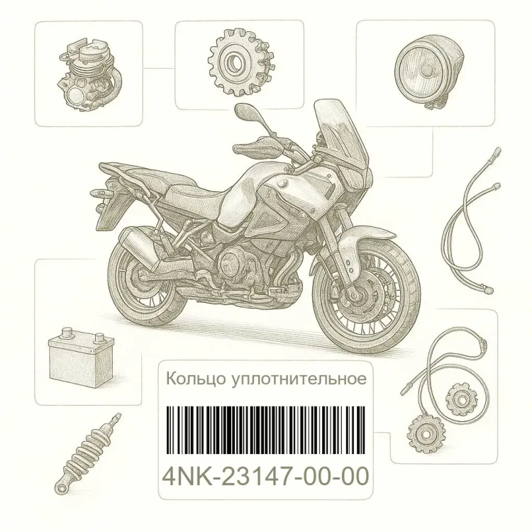 4NK-23147-00-00 Кольцо уплотнительное, Yamaha Номер детали 4NK-23147-00-00, 4NK231470000, 4NK-23147-00, 4NK2314700, 4NK 23147 00