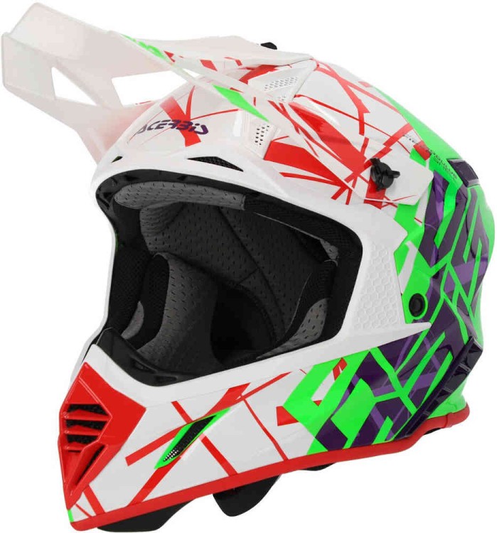 Мотошлем для мотокросса и эндуро Acerbis X-Track 2024 Белый/Зеленый/Красный 0025032.371.061
