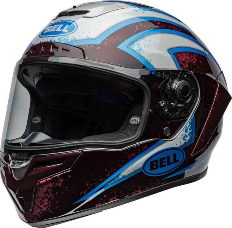 Мотошлем интеграл Bell Race Star DLX Flex Xenon Красный/Светло-голубой/Серебряный 8008957009