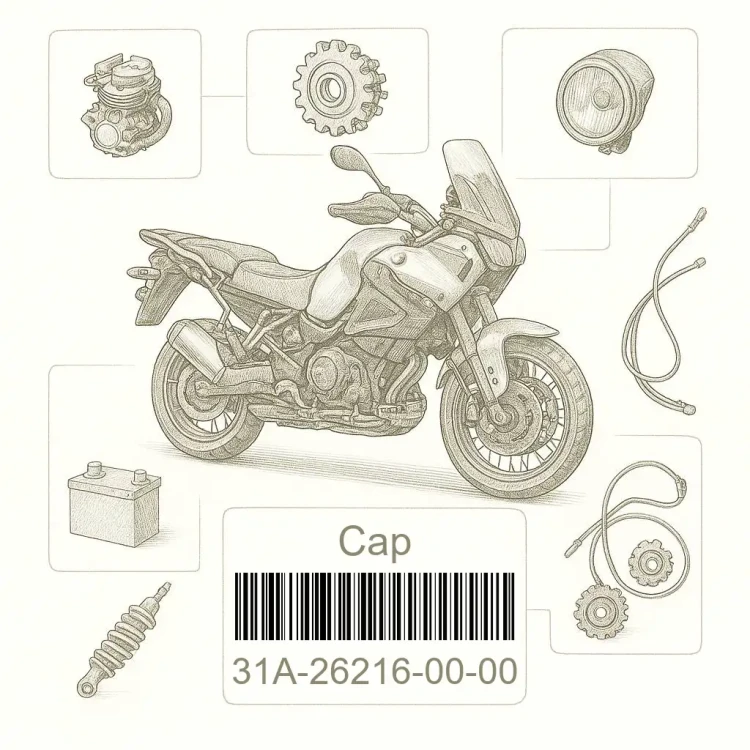 31A-26216-00-00 Cap, Handlebar Cover, Yamaha Номер детали 31A-26216-00-00, 31A262160000, 31A-26216-00, 31A2621600, 31A 26216 00