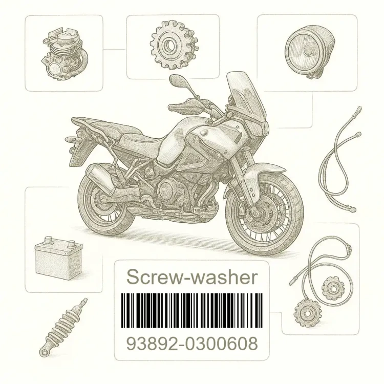 93892-0300608 Screw-washer, 3x6, Honda Номер детали 93892-0300608, 938920300608