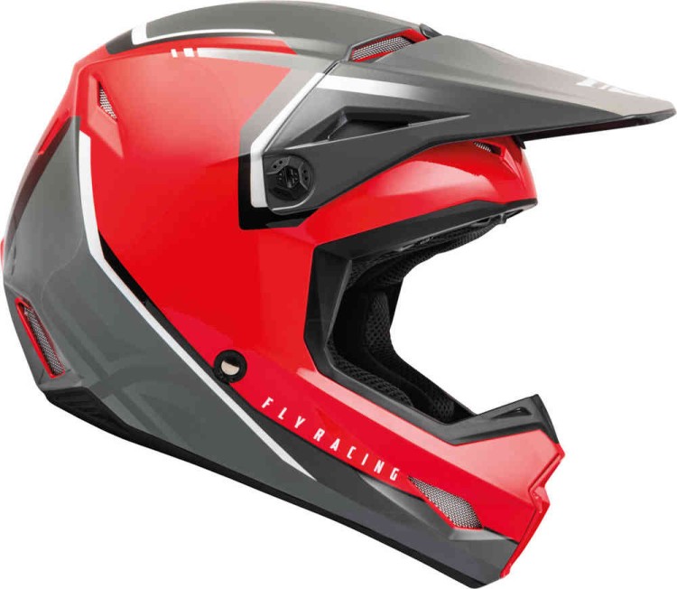 Мотошлем для мотокросса и эндуро детский Fly Racing Kinetic Vision Youth Серый/Красный 70004-YS-649