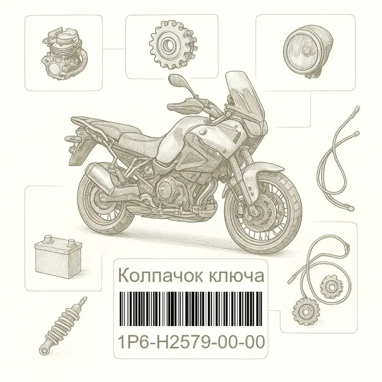 1P6-H2579-00-00 Колпачок ключа, Yamaha Номер детали 1P6-H2579-00-00, 1P6H25790000, 1P6-H2579-00, 1P6H257900, 1P6 H2579 00