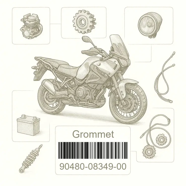 90480-08349-00 Grommet, Yamaha Номер детали 90480-08349-00, 904800834900, 90480-08349, 9048008349, 90480 08349
