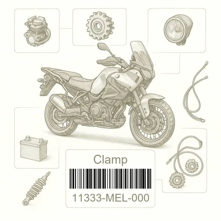 11333-MEL-000 Clamp, Honda Номер детали 11333-MEL-000, 11333MEL000, 11333-MEL, 11333MEL, 11333 MEL