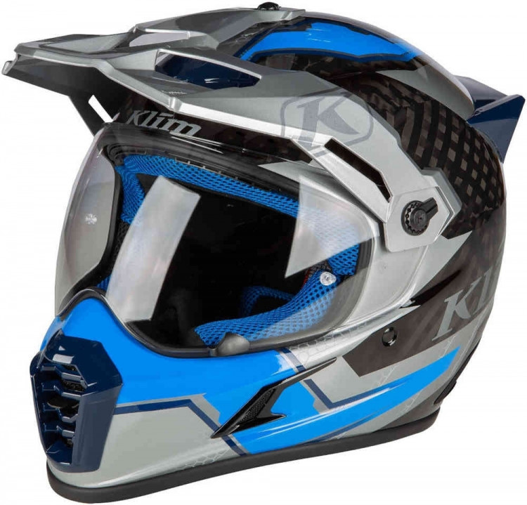 Мотошлем для мотокросса и эндуро Klim Krios Pro Ventura Carbon ECE/DOT Серый/Синий 3610-001-110-014