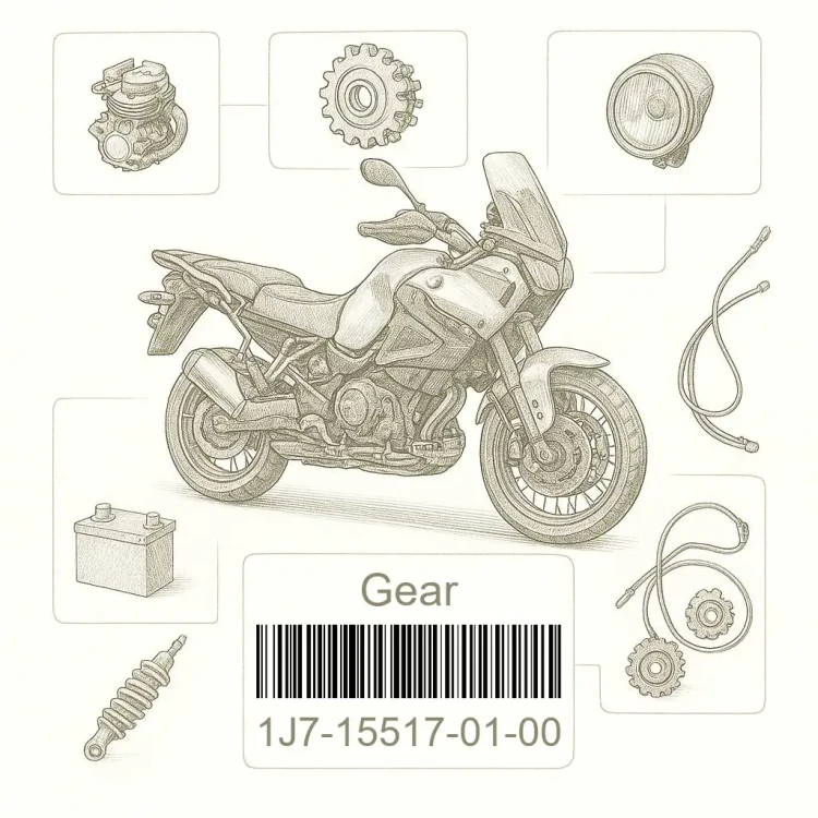 1J7-15517-01-00 Gear, Idler 2, Yamaha Номер детали 1J7-15517-01-00, 1J7155170100, 1J7-15517-01, 1J71551701, 1J7 15517 01