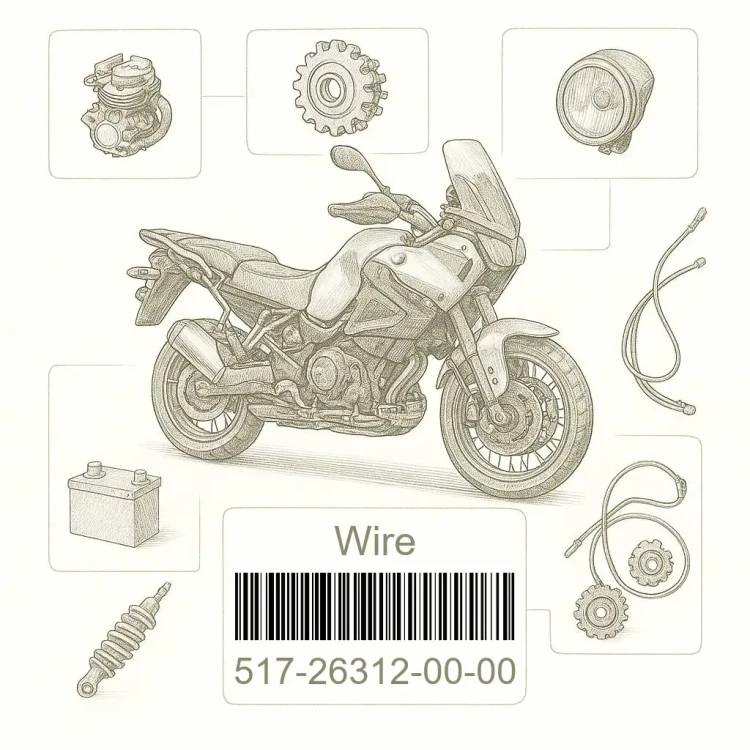 517-26312-00-00 Wire, Throttle 2, Yamaha Номер детали 517-26312-00-00, 517263120000, 517-26312-00, 5172631200, 517 26312 00