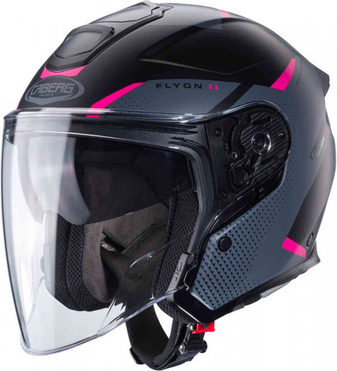 Мотошлем открытый Caberg Flyon II Boss Черный матовый/Розовый CA20056522-XS