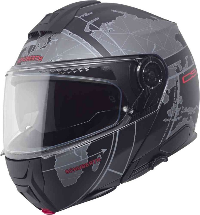 Мотошлем модуляр Schuberth C5 Globe матовый черный-серый-красный