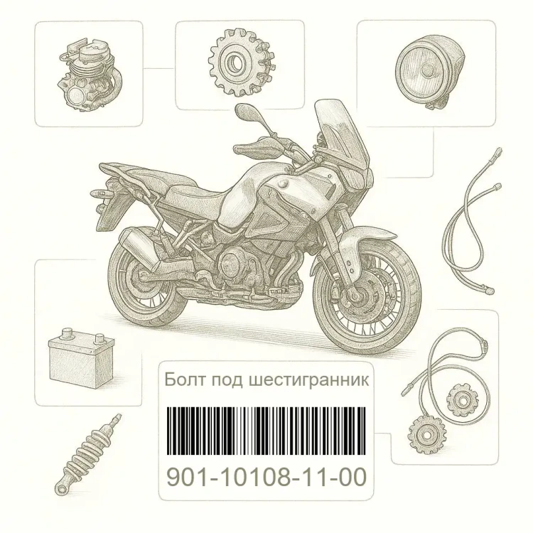 901-10108-11-00 Болт под шестигранник, Yamaha Номер детали 901-10108-11-00, 901101081100, 901-10108-11, 9011010811, 901 10108 11