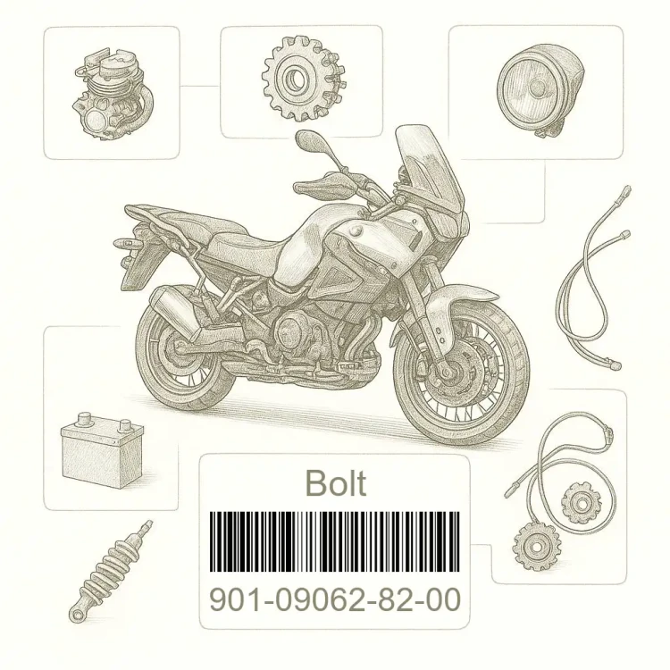 901-09062-82-00 Bolt, Yamaha Номер детали 901-09062-82-00, 901090628200, 901-09062-82, 9010906282, 901 09062 82