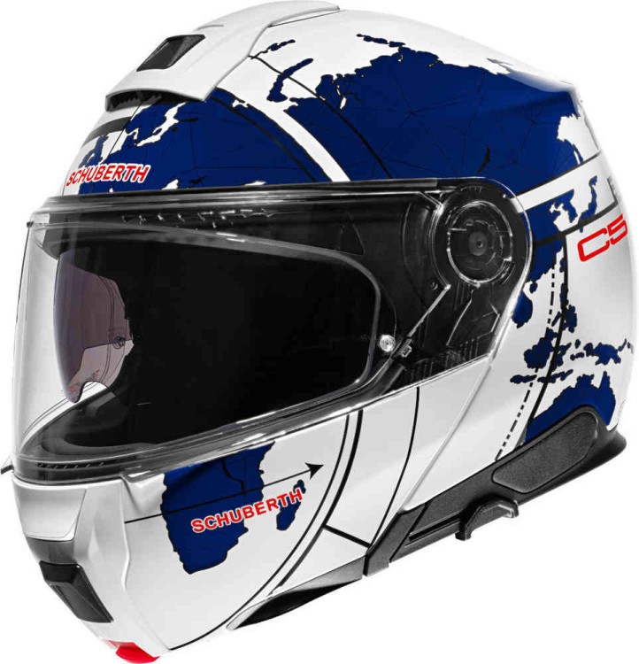 Мотошлем модуляр Schuberth C5 Globe глянцевый белый-синий-красный