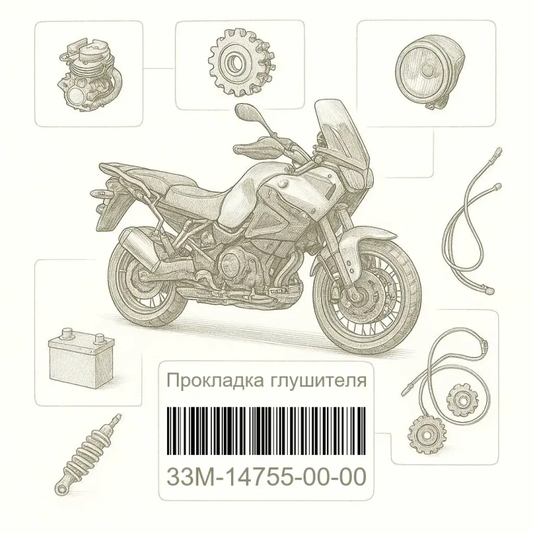 33M-14755-00-00 Прокладка глушителя, Yamaha Номер детали 33M-14755-00-00, 33M147550000, 33M-14755-00, 33M1475500, 33M 14755 00