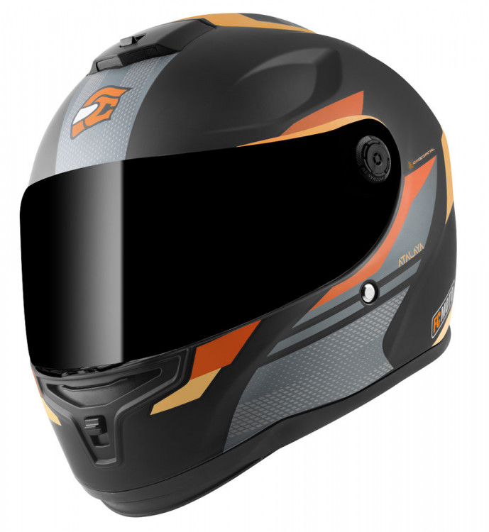 Мотошлем интеграл FC-Moto FF114B Zeron Черный матовый/Оранжевый FCM-17-MH-035-18-L