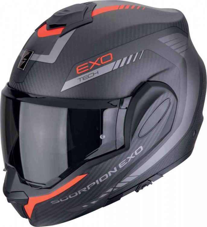 Мотошлем модуляр флип-бэк Scorpion EVO Carbon Cosy red