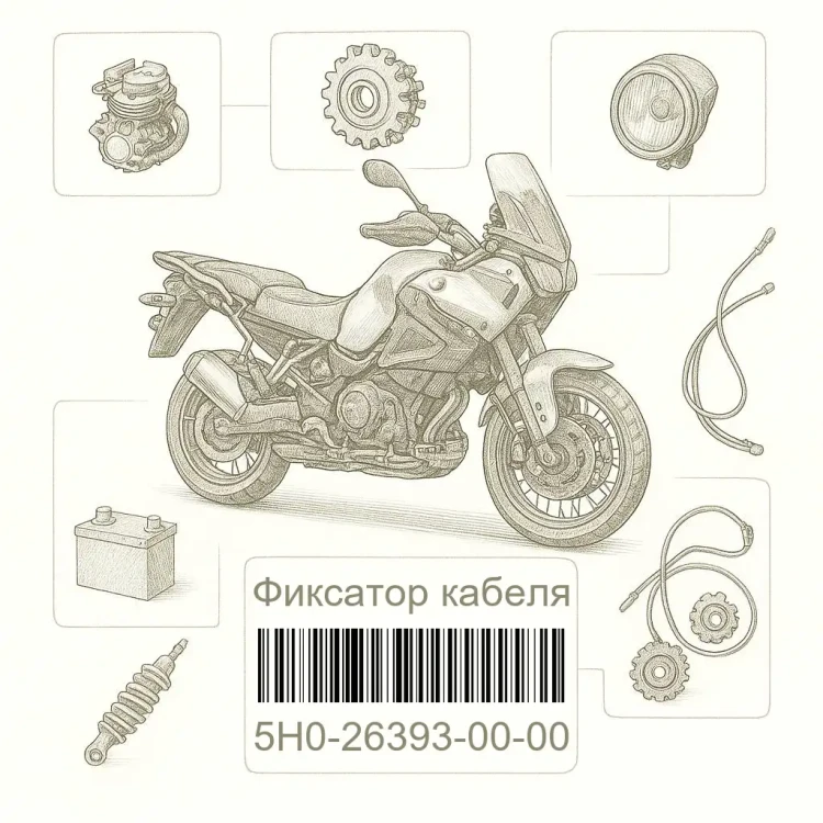 5H0-26393-00-00 Фиксатор кабеля, Yamaha Номер детали 5H0-26393-00-00, 5H0263930000, 5H0-26393-00, 5H02639300, 5H0 26393 00