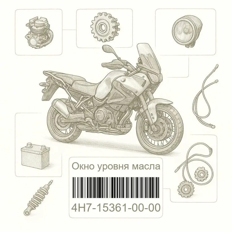 4H7-15361-00-00 Окно уровня масла, Yamaha Номер детали 4H7-15361-00-00, 4H7153610000, 4H7-15361-00, 4H71536100, 4H7 15361 00